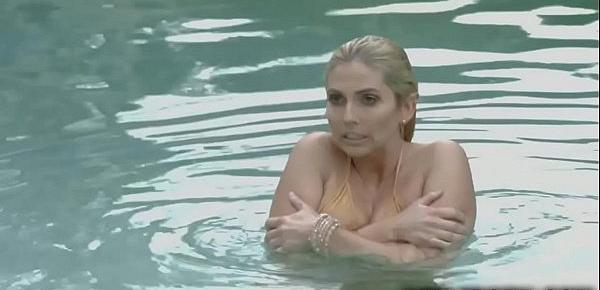  Hot MILF Christie Stevens caught naked in her neighbors pool then she spreads her pussy and ended up getting drilled by neighbor cock.